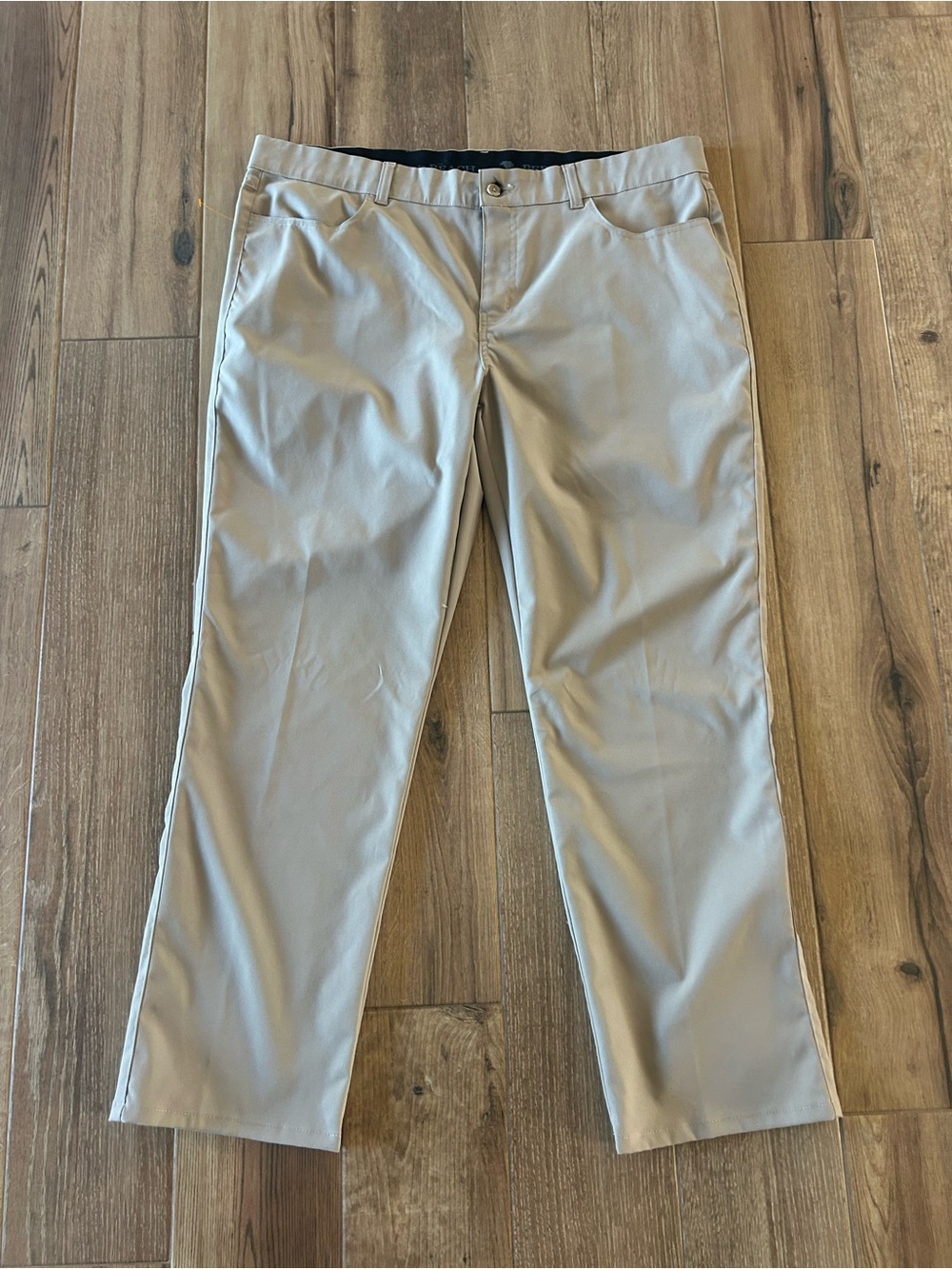 Pebble Beach Mens Size 40 x 30” Beige Flat-Front Performance Golf Pants